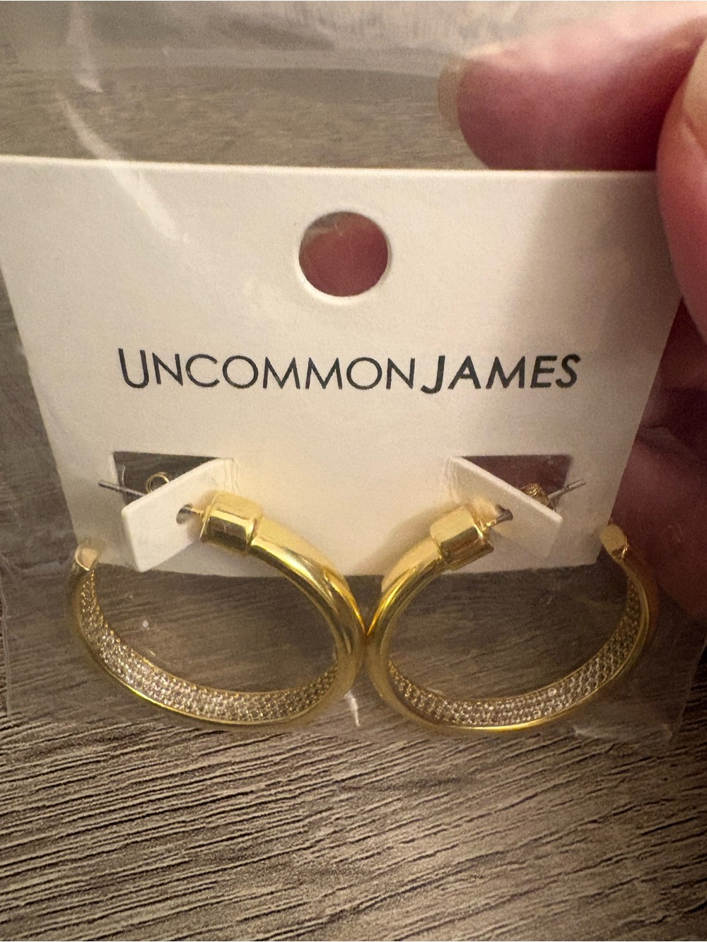NWT Uncommon James Gold Pave Hoop Earrings